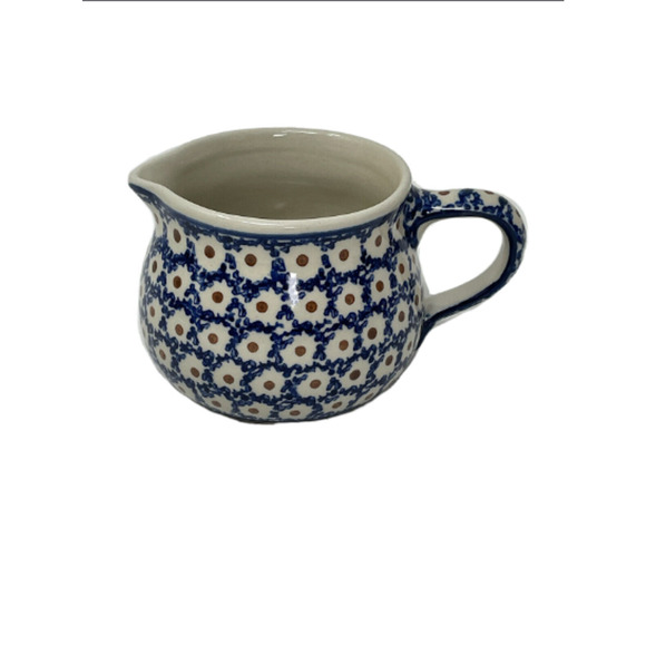 Boleslawiec Polish Pottery Ceramic Creamer Mini Jug Pitcher‎ Peacock Pattern - Picture 2 of 4